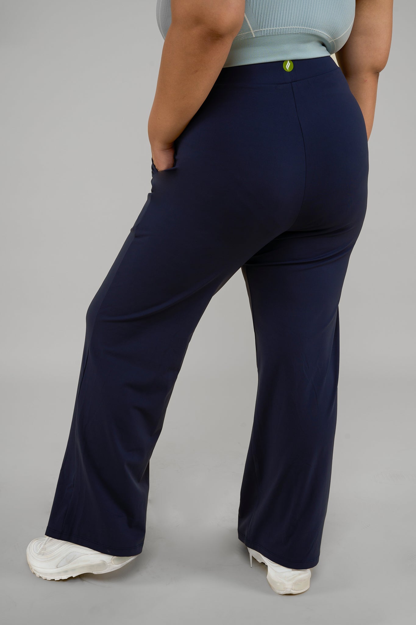 High waisted side slit flare pants with pockets