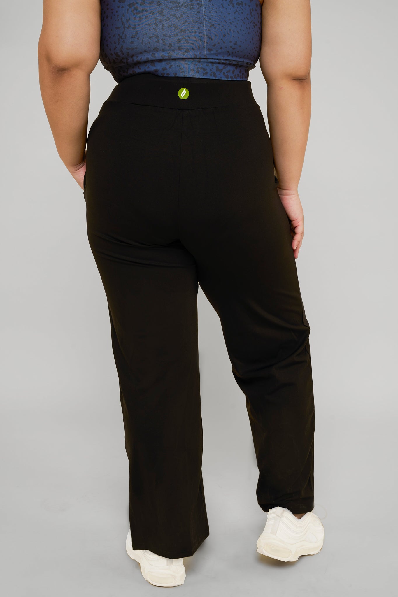 High waisted side slit flare pants with pockets