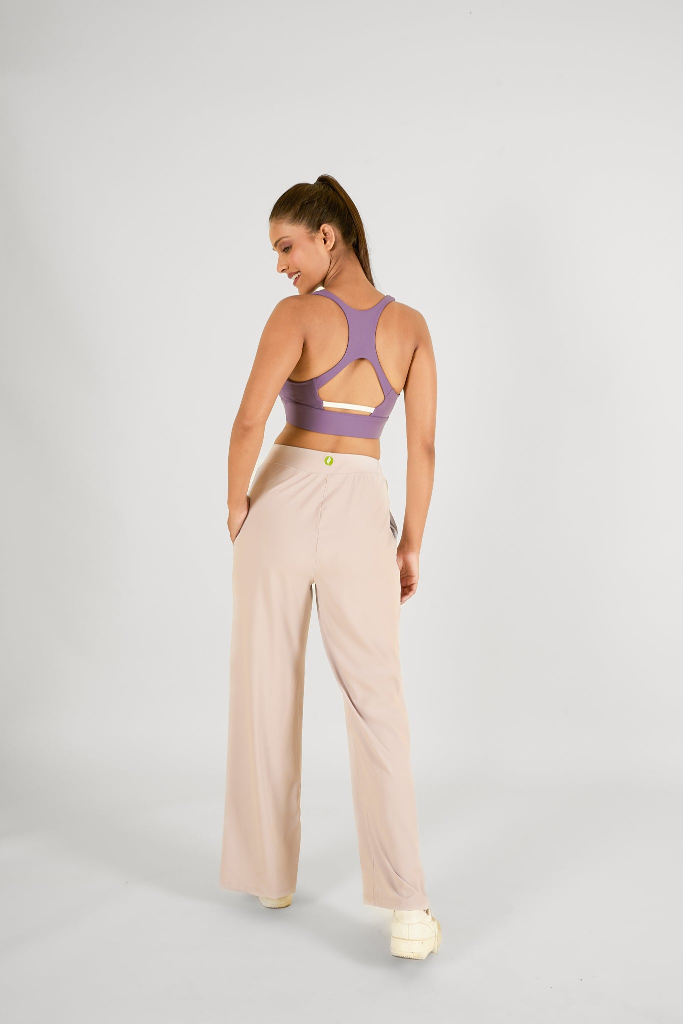 High waisted side slit flare pants with pockets