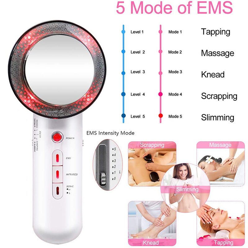 Three-in-one slimmer ultrasonic EMS physiotherapy machine shaped body gauge ultrasonic introduction massage beauty instrument