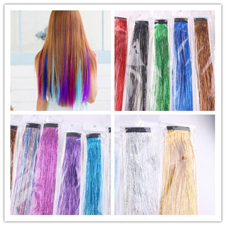 Korean version of the laser color gold hair hair colorful hairstance colorful fake hair piece high temperature silk reachaes