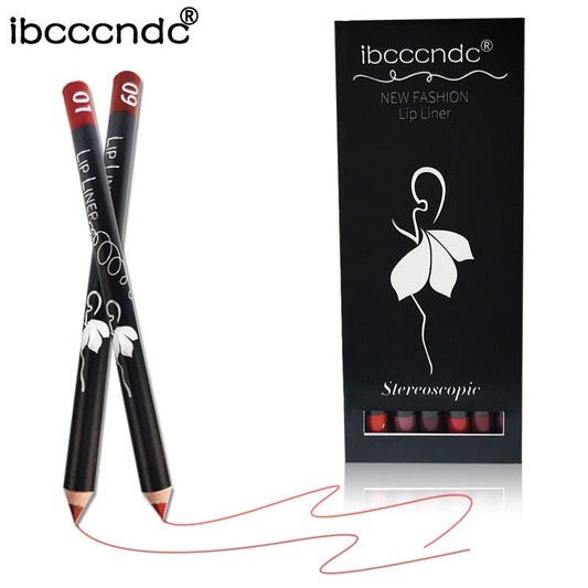 Beauty wooden lip lines wholesale multi-purpose waterproof soft lips pen red pen 12 packs red pen