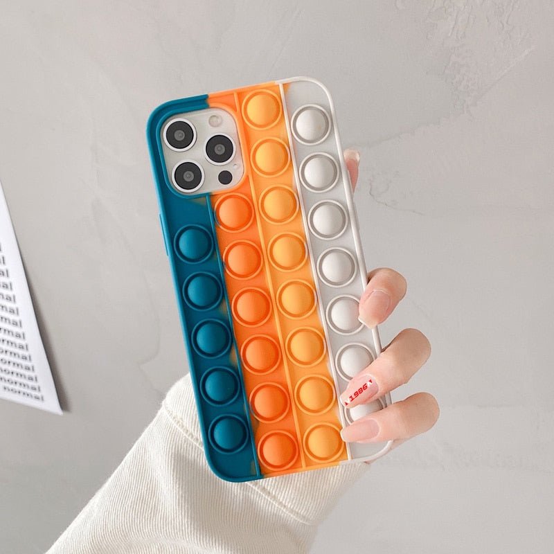 Relive Stress Phone Case For Iphone X XR XS 12 11 Pro Max 6 6s 7 8 Plus Pop Fidget Toys Push Bubble Soft Silicone Phone Case