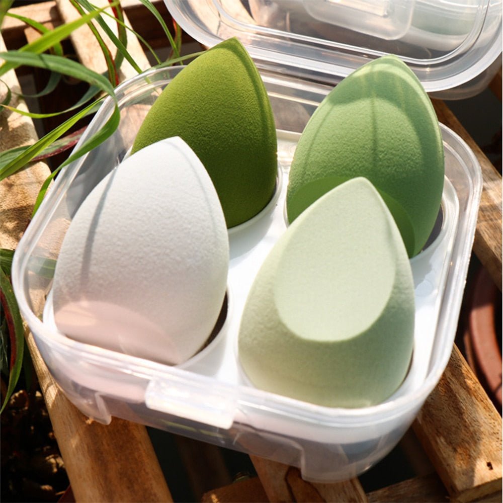 4pcs Makeup Blender Cosmetic Puff Makeup Sponge with Storage Box Foundation Powder Sponge Beauty Tool Women Make Up Accessories