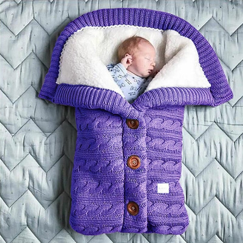 Newborn Baby Winter Warm Sleeping Bags Infant Button Knit Swaddle Wrap Swaddling Stroller Wrap Toddler Blanket Sleeping Bags