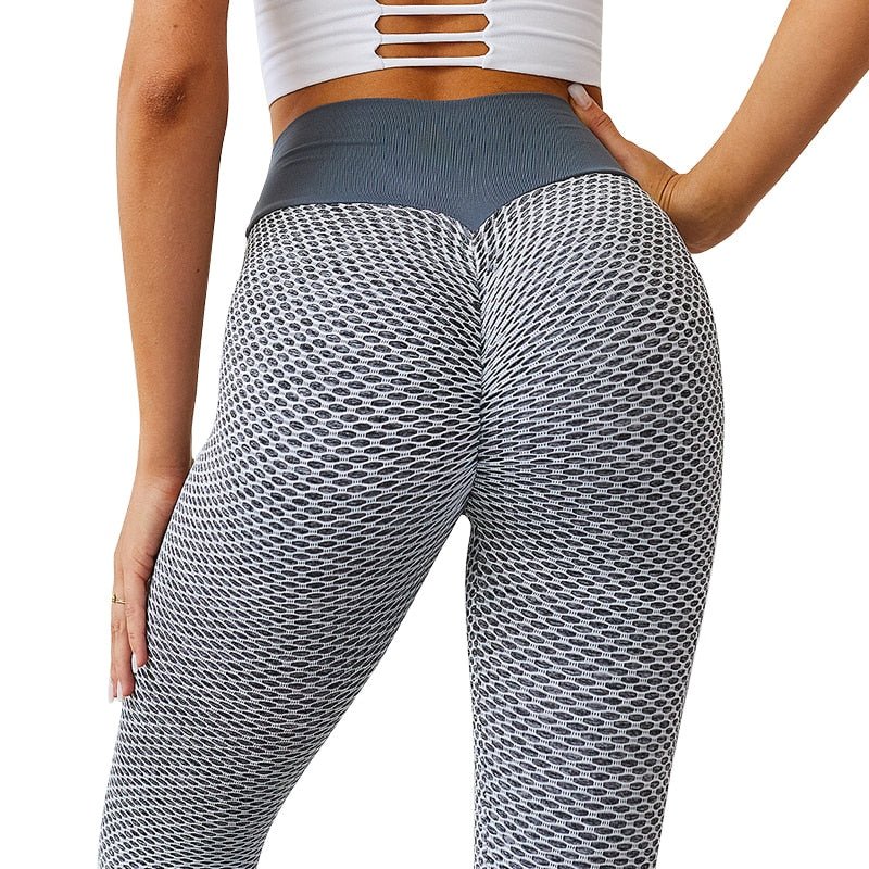 CHRLEISURE Grid Tights Yoga Pants Women Seamless High Waist Leggings Breathable Gym Fitness Push Up Clothing Girl Yoga Pant