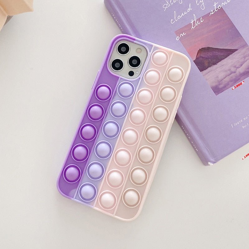 Relive Stress Phone Case For Iphone X XR XS 12 11 Pro Max 6 6s 7 8 Plus Pop Fidget Toys Push Bubble Soft Silicone Phone Case