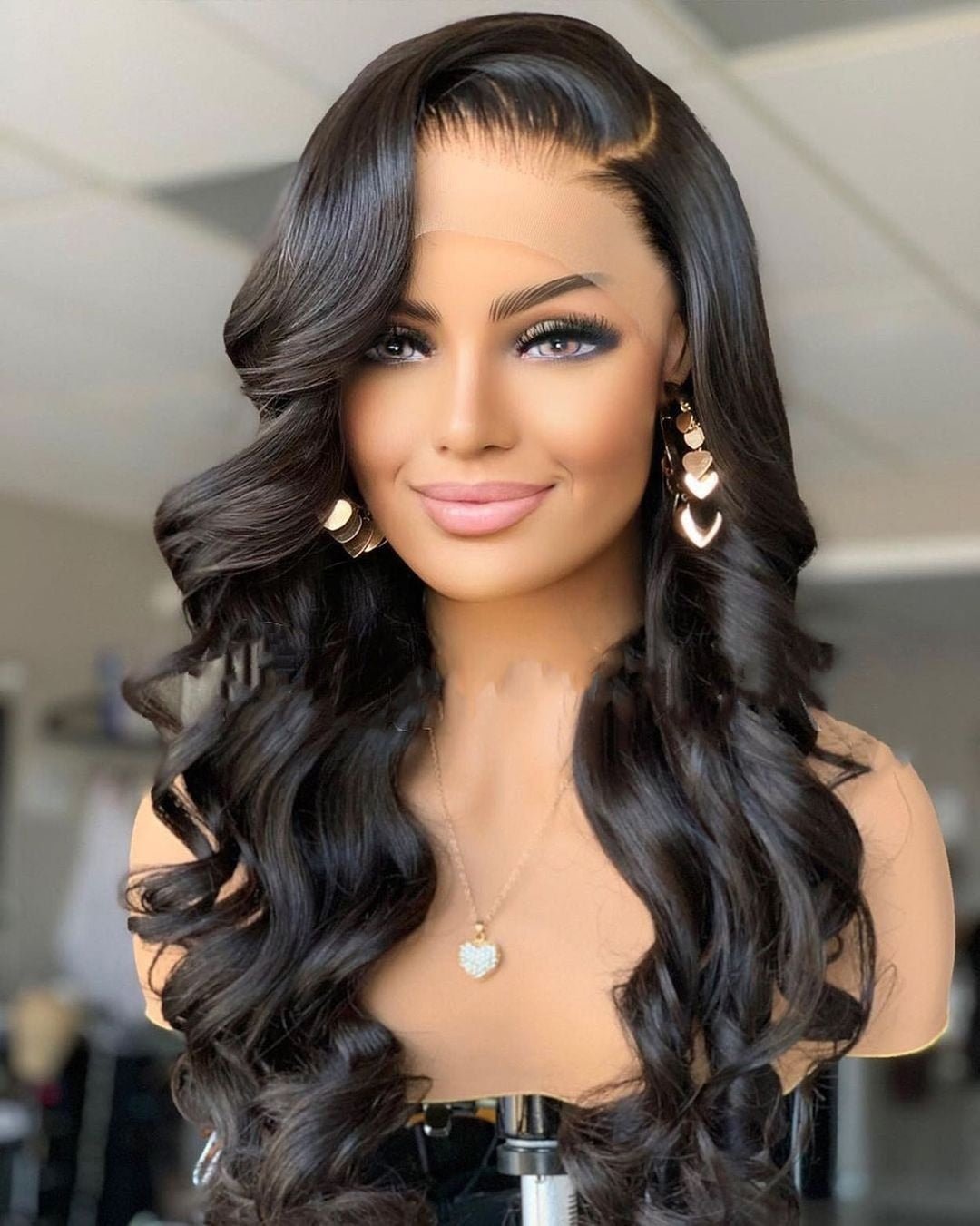 26Inch Long Water Wave Synthetic Lace Front Wigs For Women With Baby Hair Heat Resistant Fiber Hair Daily Wear Wigs 180%Density