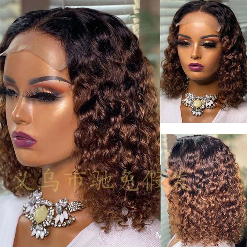 Cross-border foreign trade wig female European and American short curly hair African small volume explosive head chemical fiber headgear AliExpress custom made