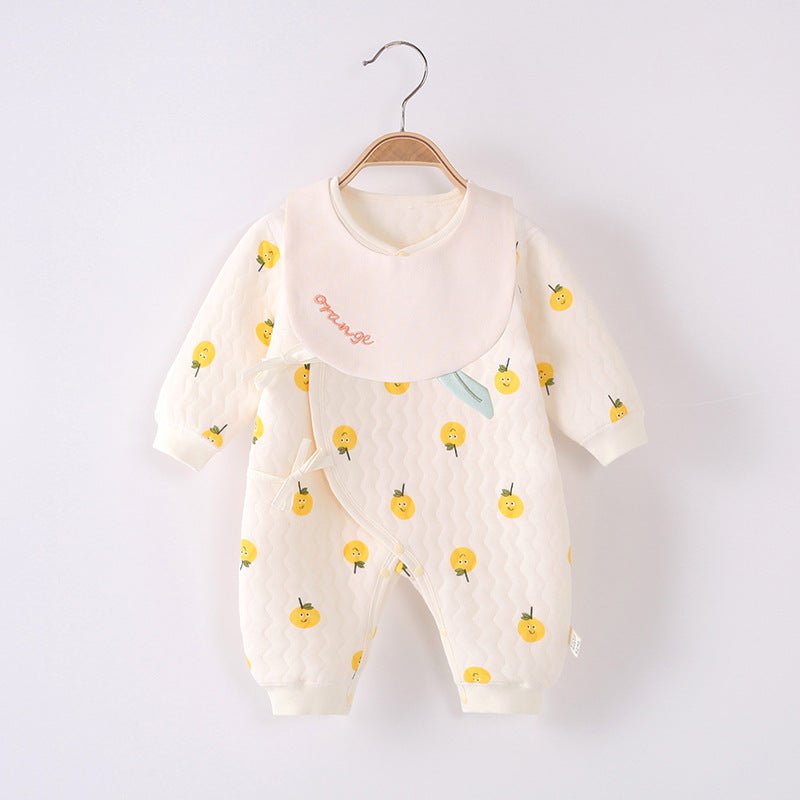 2021 autumn and winter new children's clothing baby jacket boneless warm ha clothing newborn strap ha clothing baby clothing