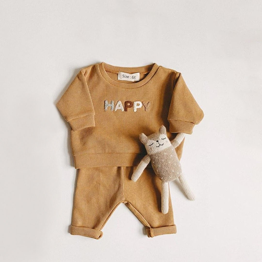 ins children's clothing boy's sweater suit waffle baby baby clothes outer wear two-piece suit