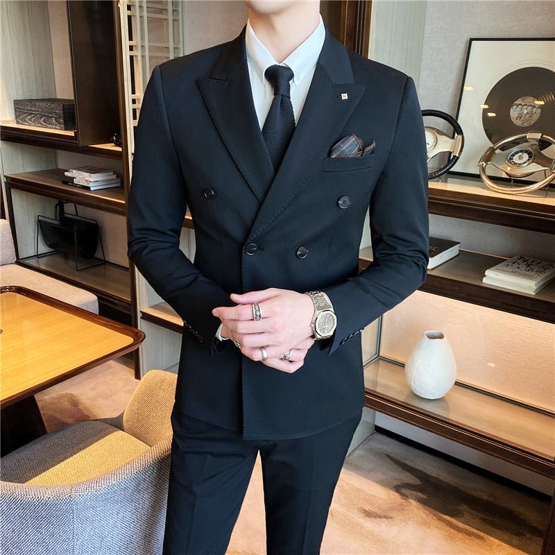 Men's Suit Three-piece Suit Korean Slim Business Men's Professional Dress Groomsmen Suit Groom Marriage Men's Clothing