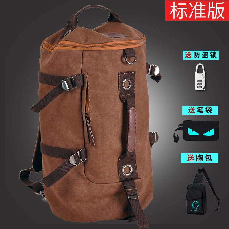 Korean version of the canvas shoulder bag men's trend student bags youth travel bag computer large capacity backpack