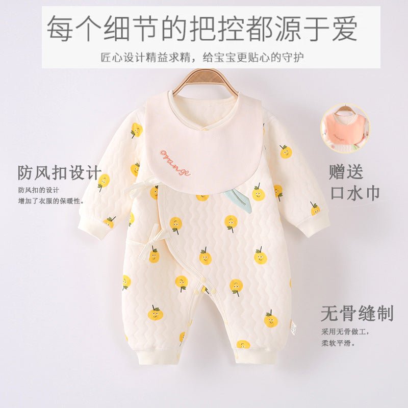 2021 autumn and winter new children's clothing baby jacket boneless warm ha clothing newborn strap ha clothing baby clothing