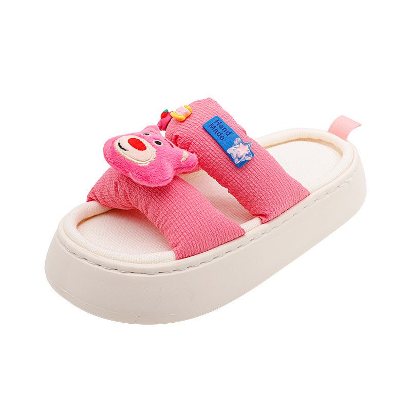BL White Deer Shoes Home Cartoon Slippers 2022 New Family Dressing Double Three-dimensional Doll One Word Slippers Consignment