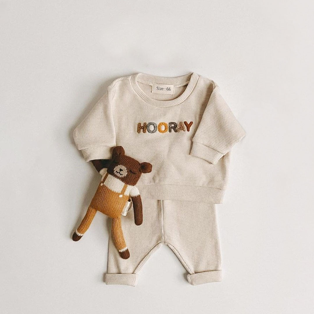 ins children's clothing boy's sweater suit waffle baby baby clothes outer wear two-piece suit