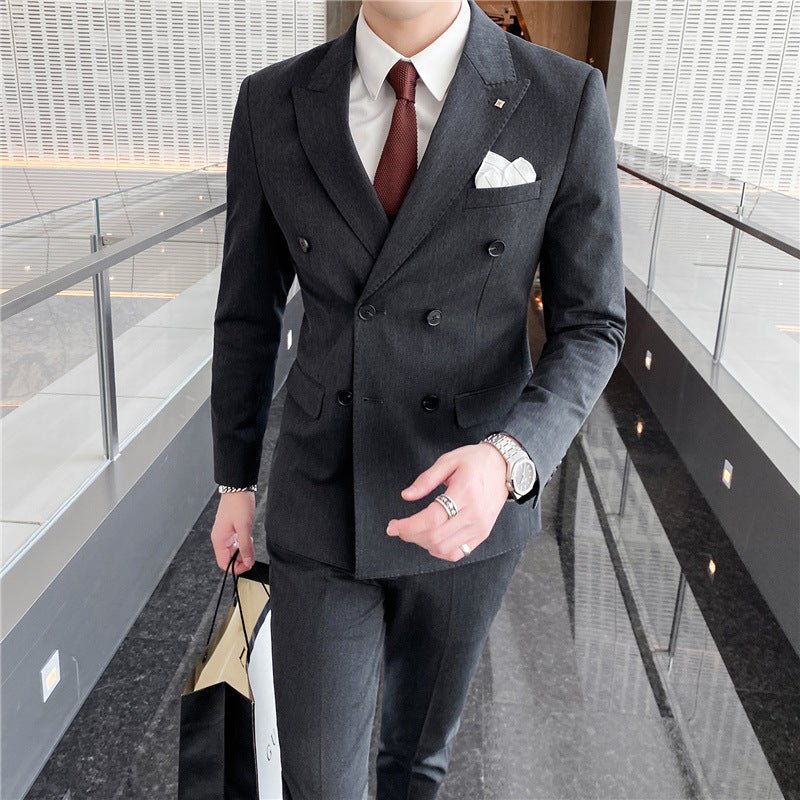 Men's Suit Three-piece Suit Korean Slim Business Men's Professional Dress Groomsmen Suit Groom Marriage Men's Clothing