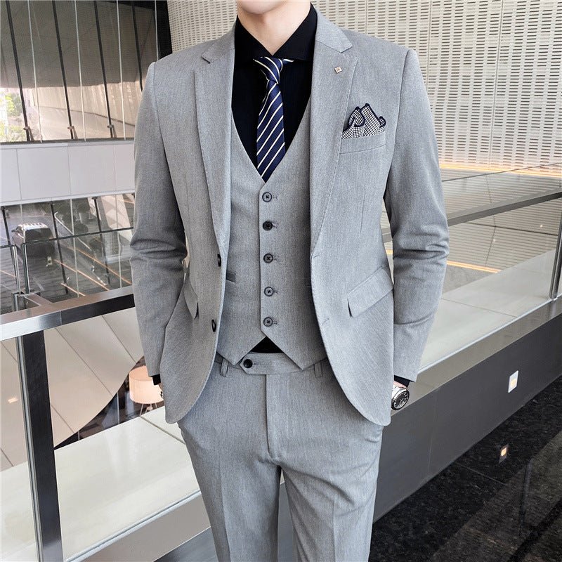 Men's Suit Three-piece Suit Korean Slim Business Men's Professional Dress Groomsmen Suit Groom Marriage Men's Clothing