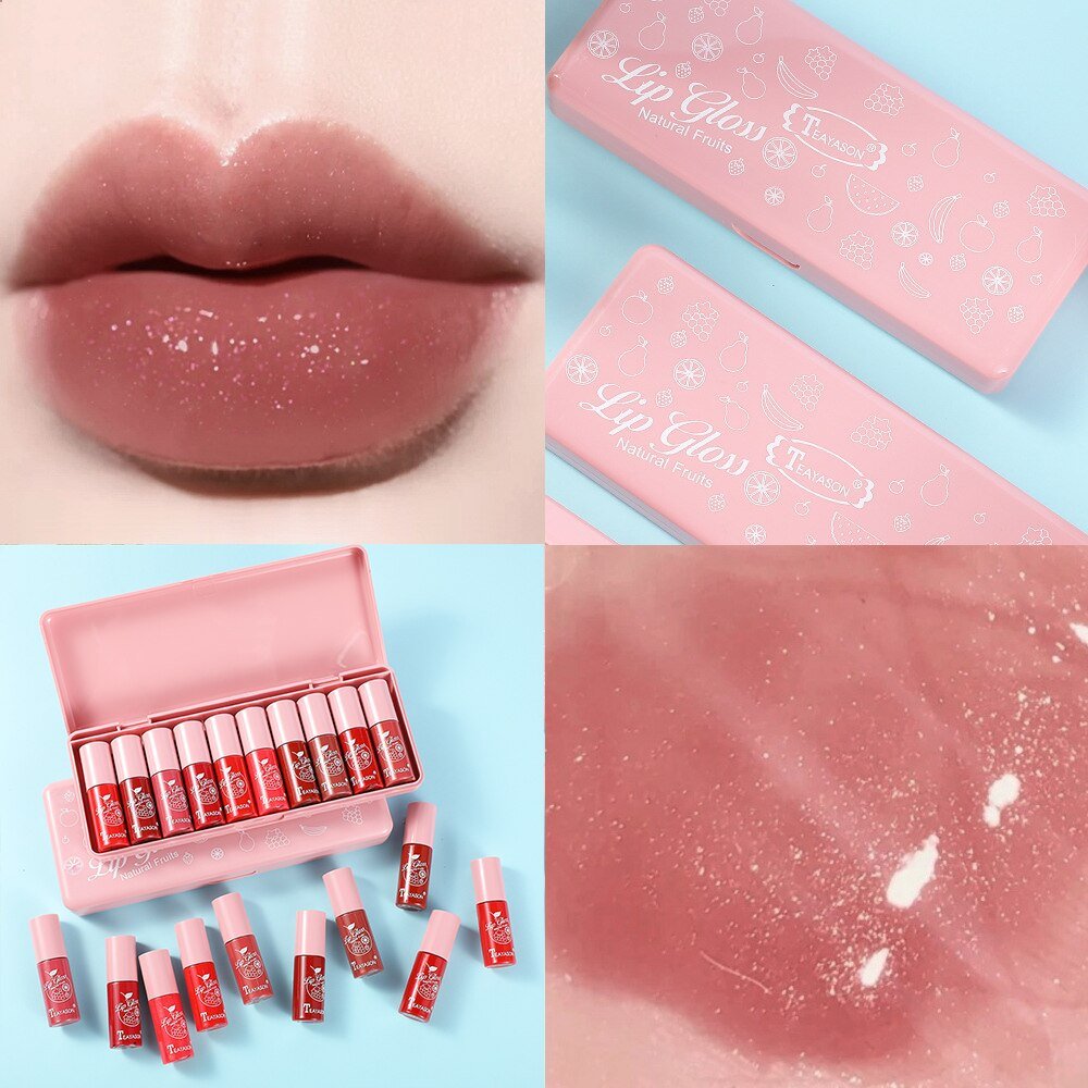 Mini 10 Colors Liquid Lip Gloss Waterproof Non-stick 24 Hours Long Lasting Velvet Matte Lipstick Lip Gloss Cosmetic Makeup Care