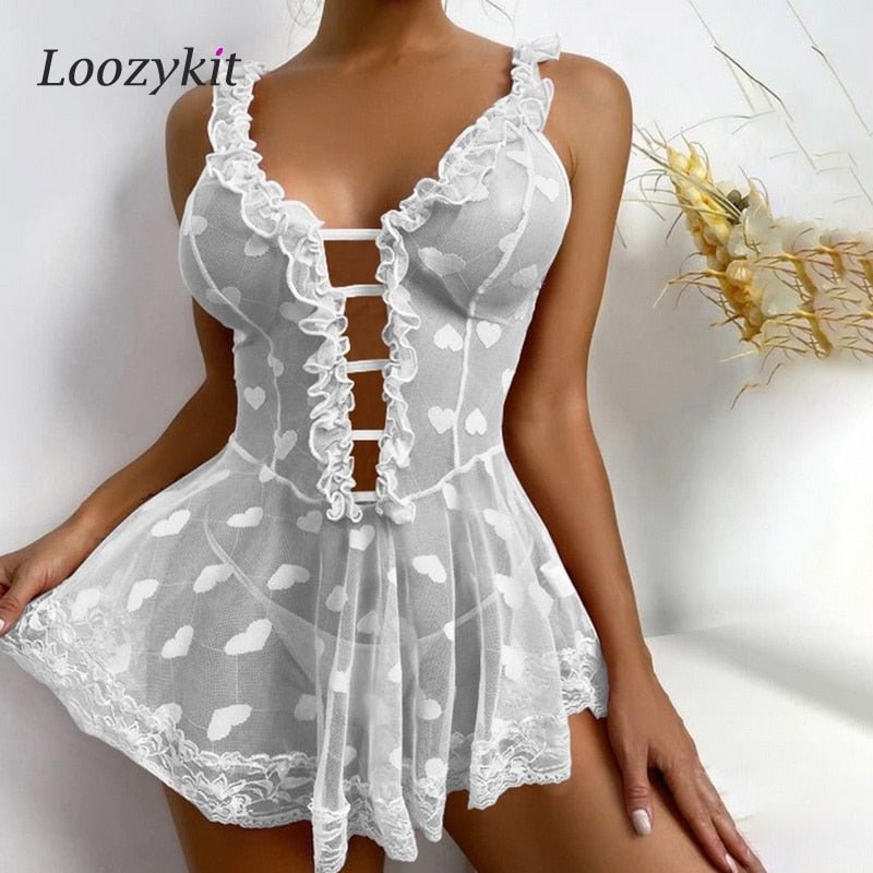 Plus Size Woman Lingerie Sexy Sleepwear Lace Dress Sexy Baby Doll Lingerie Hot Erotic Underwear Nightwear Pajamas Porno Costumes