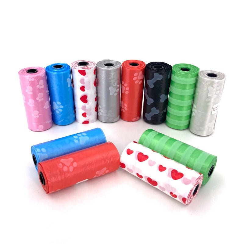 1-15Roll Pet Dog Poop Bags Dispenser Collector Garbage Bag Puppy Cat Pooper Scooper Bag Small Rolls Outdoor Clean Pets Supplies