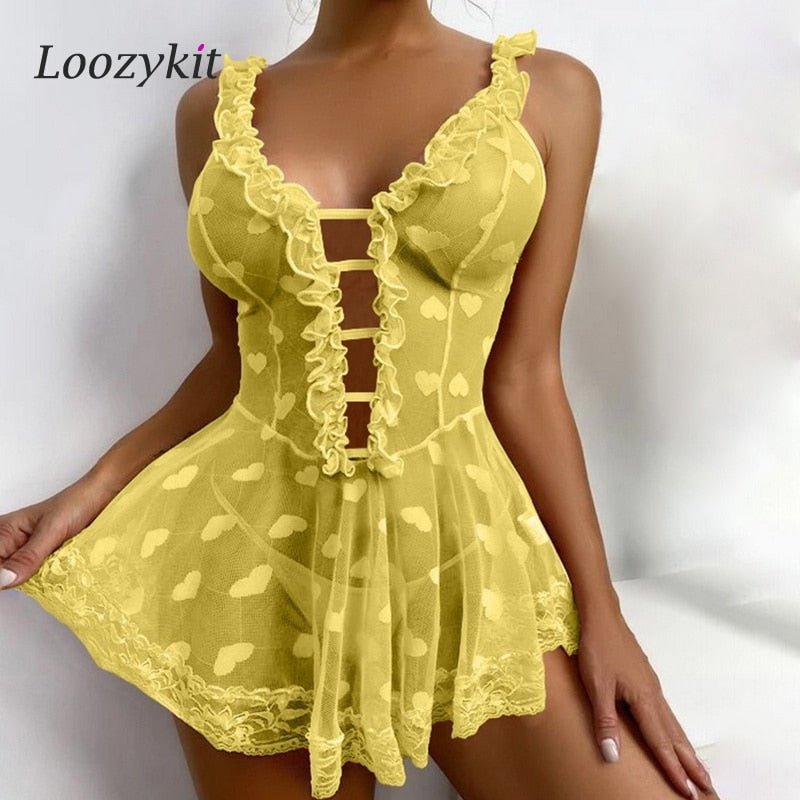 Plus Size Woman Lingerie Sexy Sleepwear Lace Dress Sexy Baby Doll Lingerie Hot Erotic Underwear Nightwear Pajamas Porno Costumes